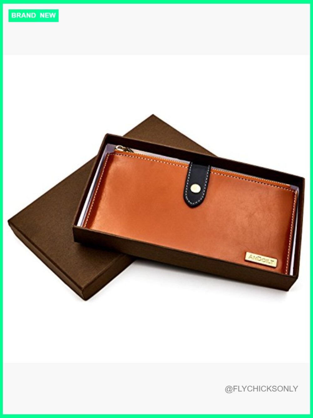 Genuine Leather RFID Blocking Zip Around Wallet with Credit Card Holders - Picture 6 of 7